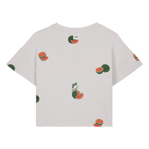 Studio Bohème - Camiseta Corta Flow de Algodón Orgánico con Estampado de Sandía | Crudo