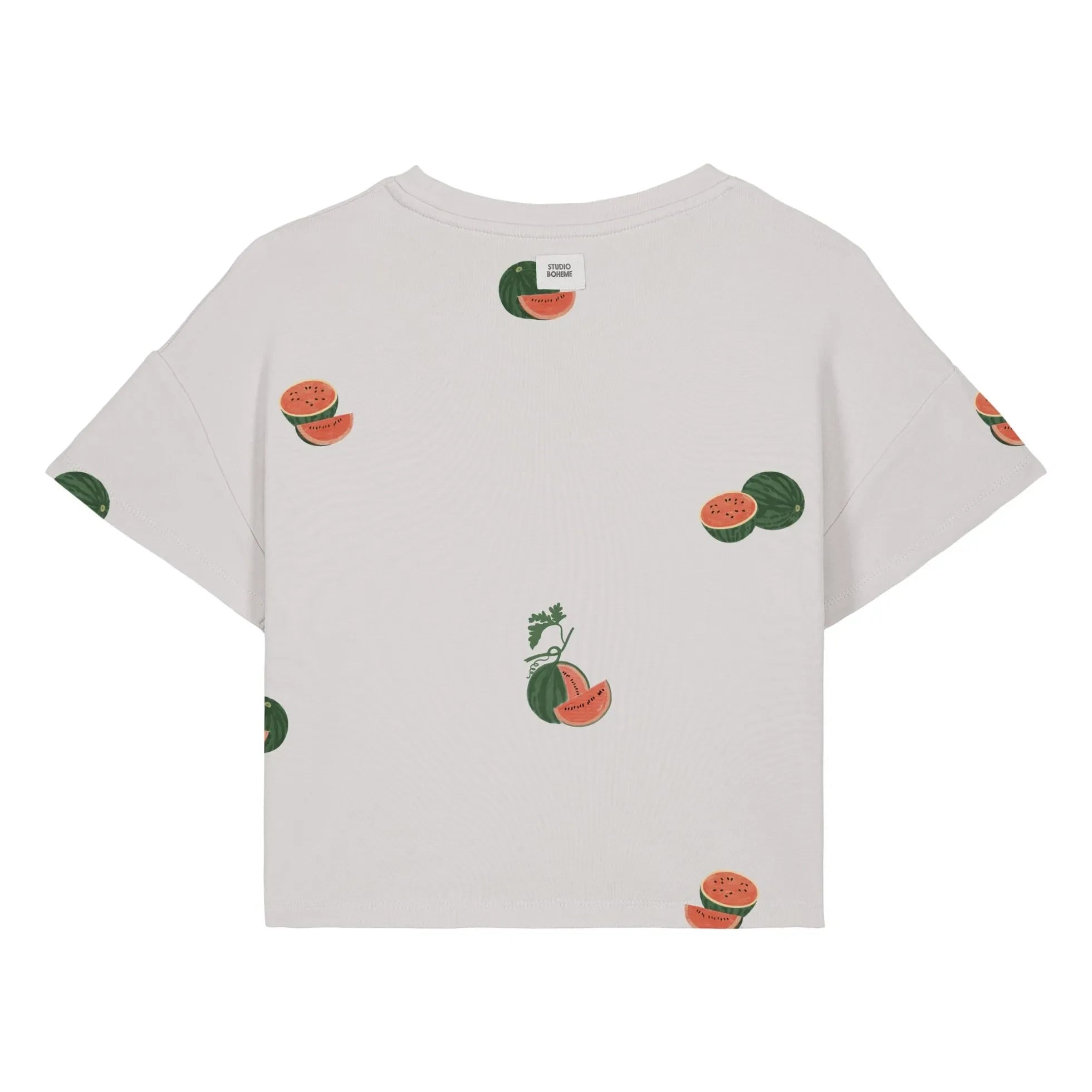 Studio Bohème - Camiseta Corta Flow de Algodón Orgánico con Estampado de Sandía | Crudo
