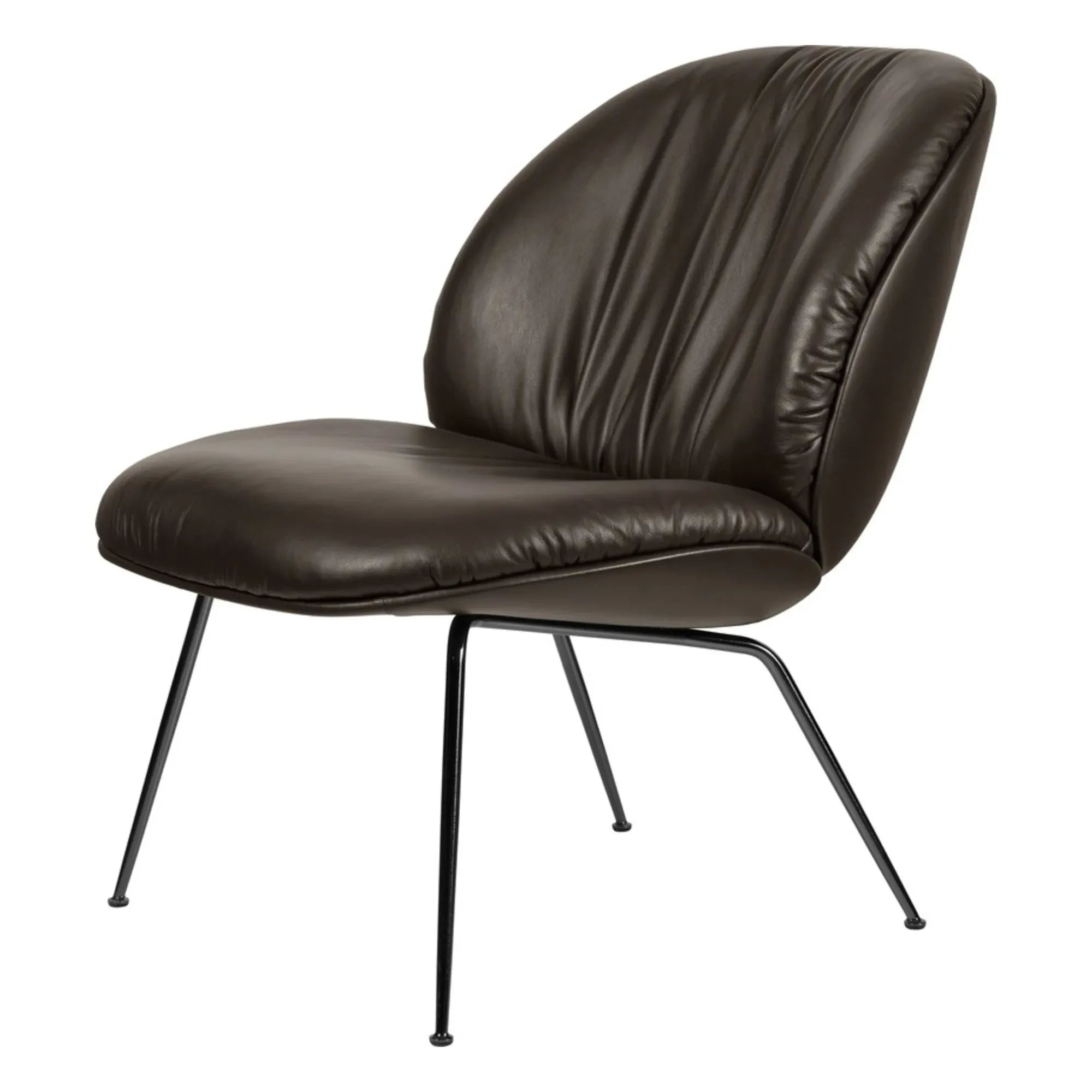 Sillón lounge Gubi - Beetle de cuero suave, Gamfratesi | Café
