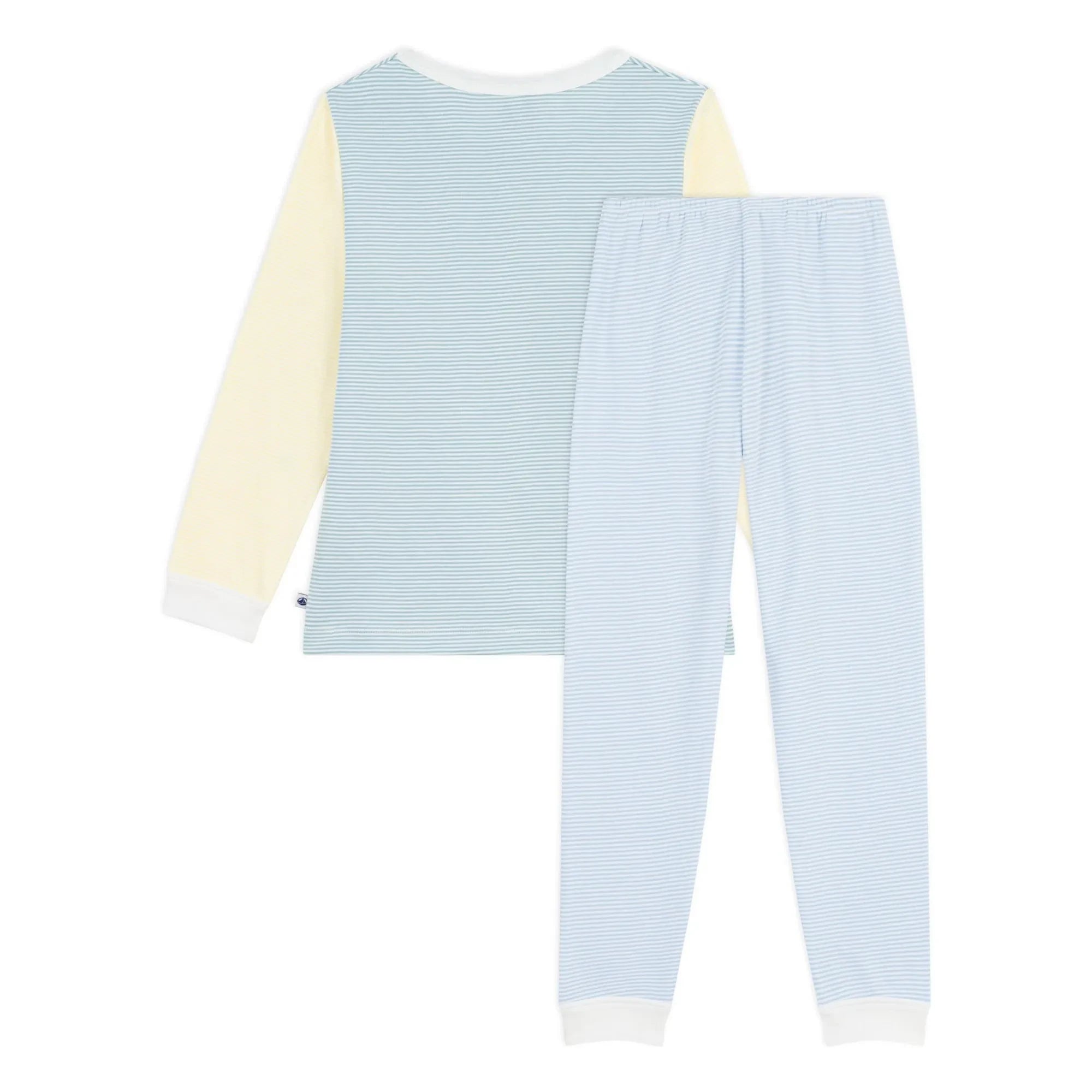 Petit Bateau - Pijama a rayas con bloques de color Milleraies | Verde