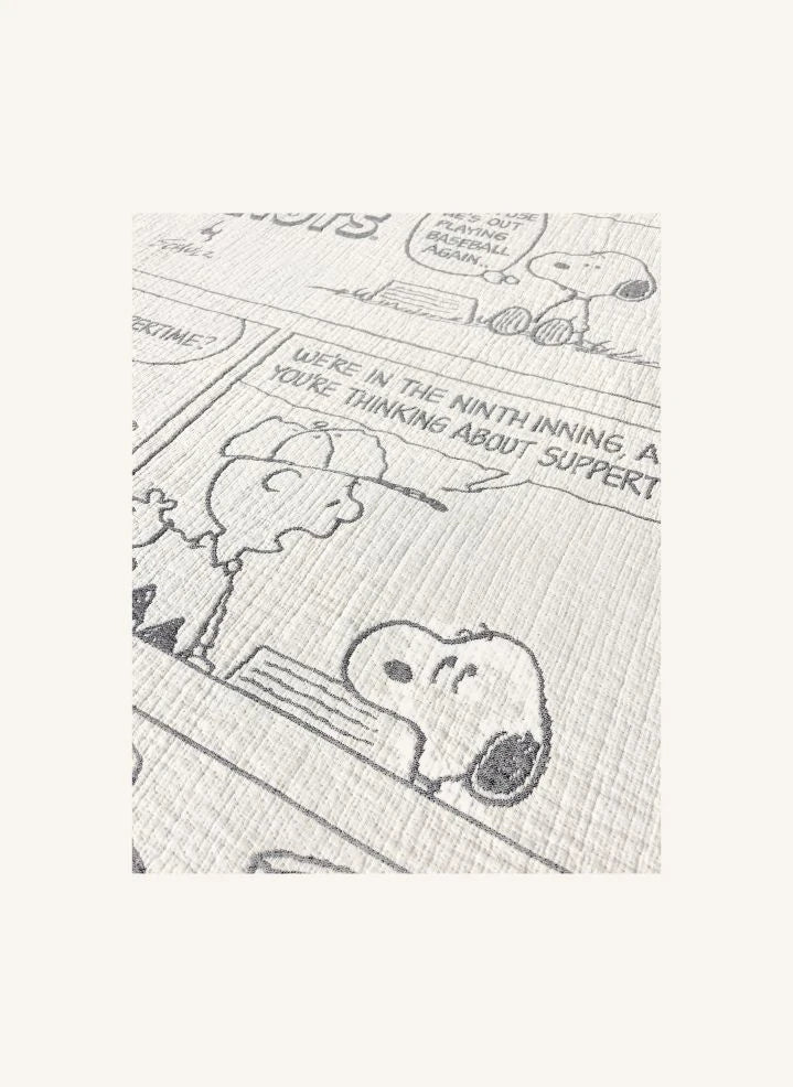 Maison Deux - Maison Deux x Peanuts | Manta de algodón impresa en blanco con diseño de béisbol