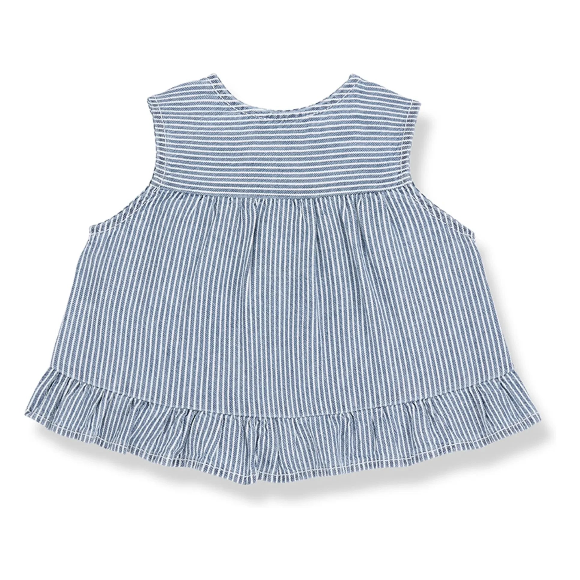 1+ in the family - Blusa de mezclilla a rayas Alcudia de algodón orgánico | Azul claro