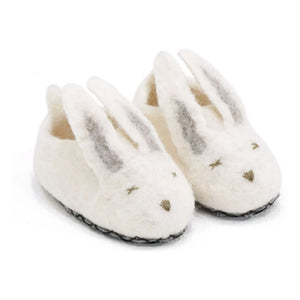 Muskhane - Pantuflas de fieltro y piel de conejo | Crudo