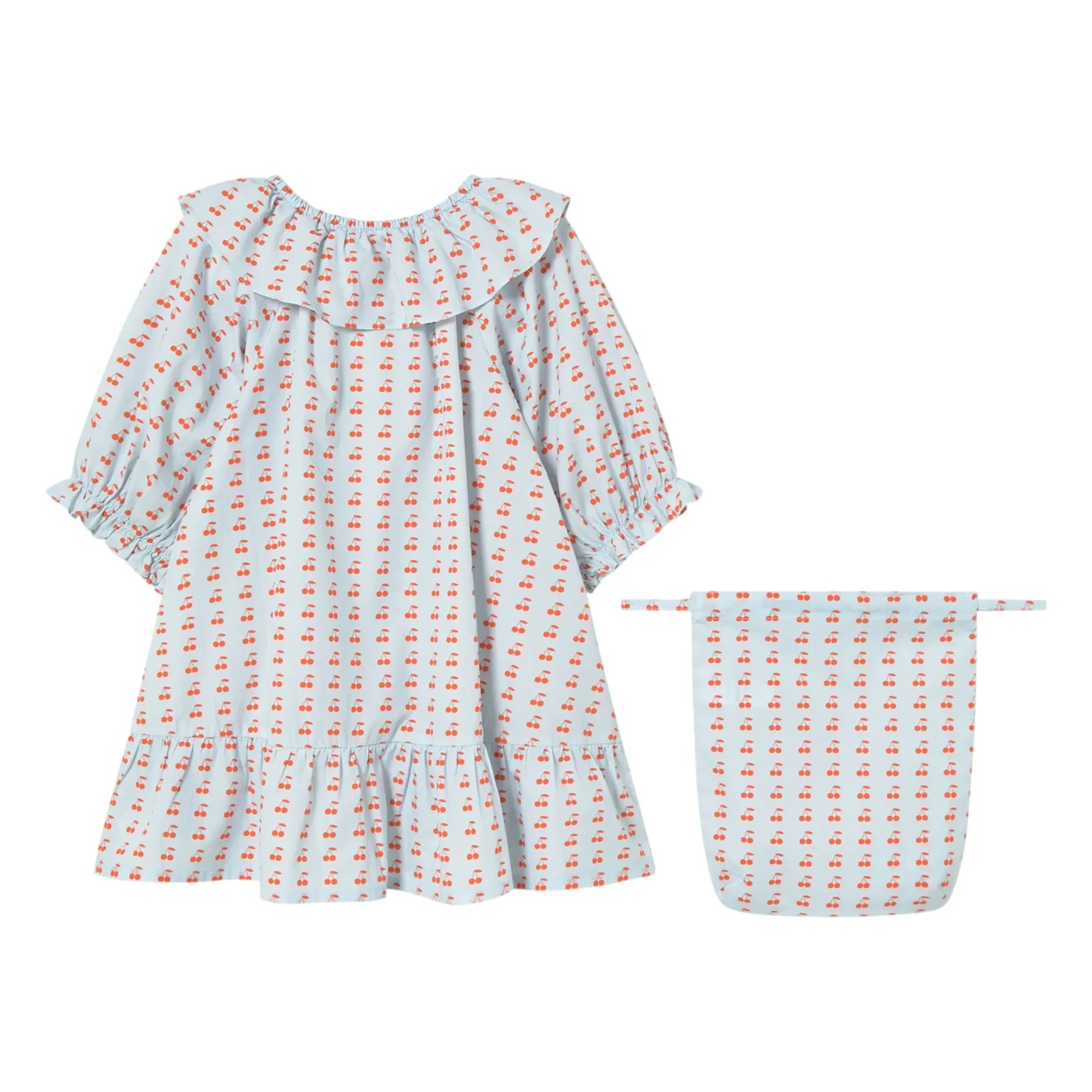 Tinycottons - Vestido Volantes Cereza | Azul Hielo