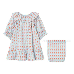 Tinycottons - Vestido Volantes Cereza | Azul Hielo