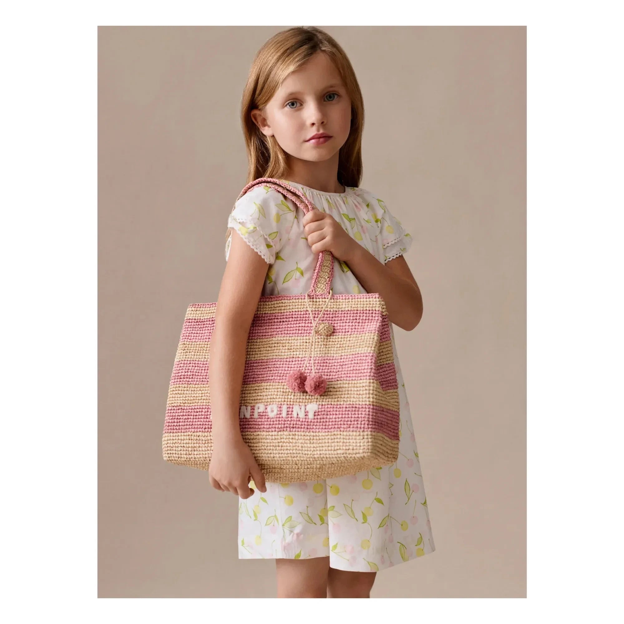 Bonpoint - Bolso de rafia a rayas Esma | Natural