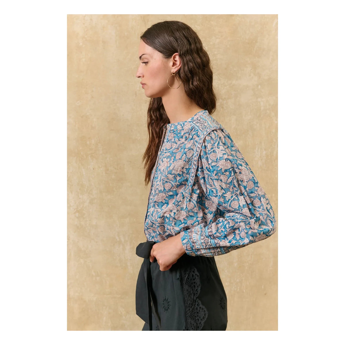 Louise Misha - Blusa Jane de algodón orgánico | Azul