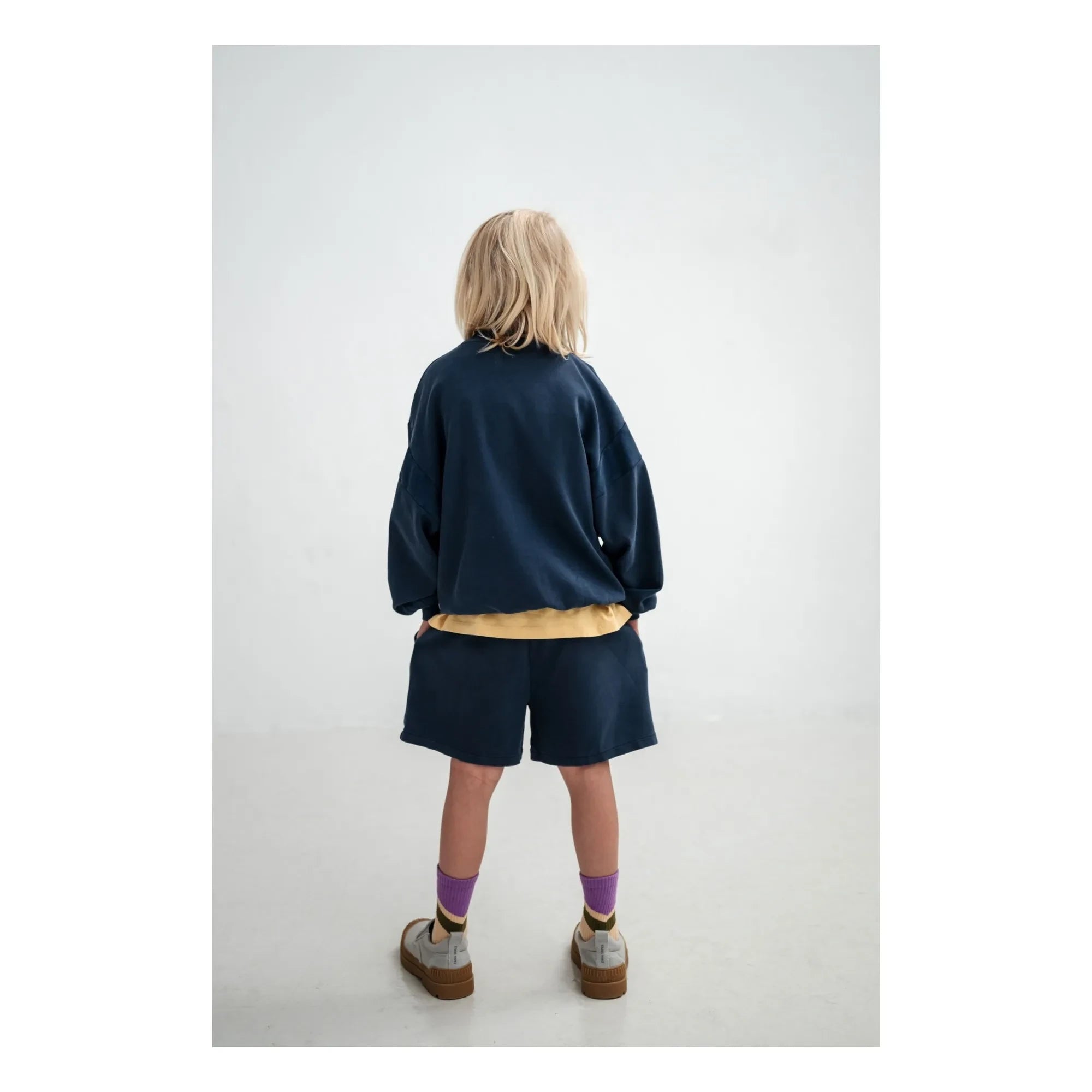 Repose AMS - Pantalón corto jogger de algodón orgánico con cordón | Azul noche