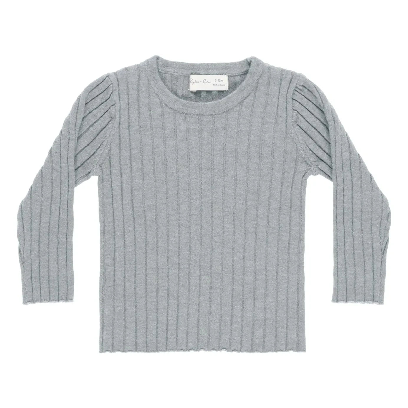 Rylee + Cru - Camiseta de rejilla acanalada | Gris azulado
