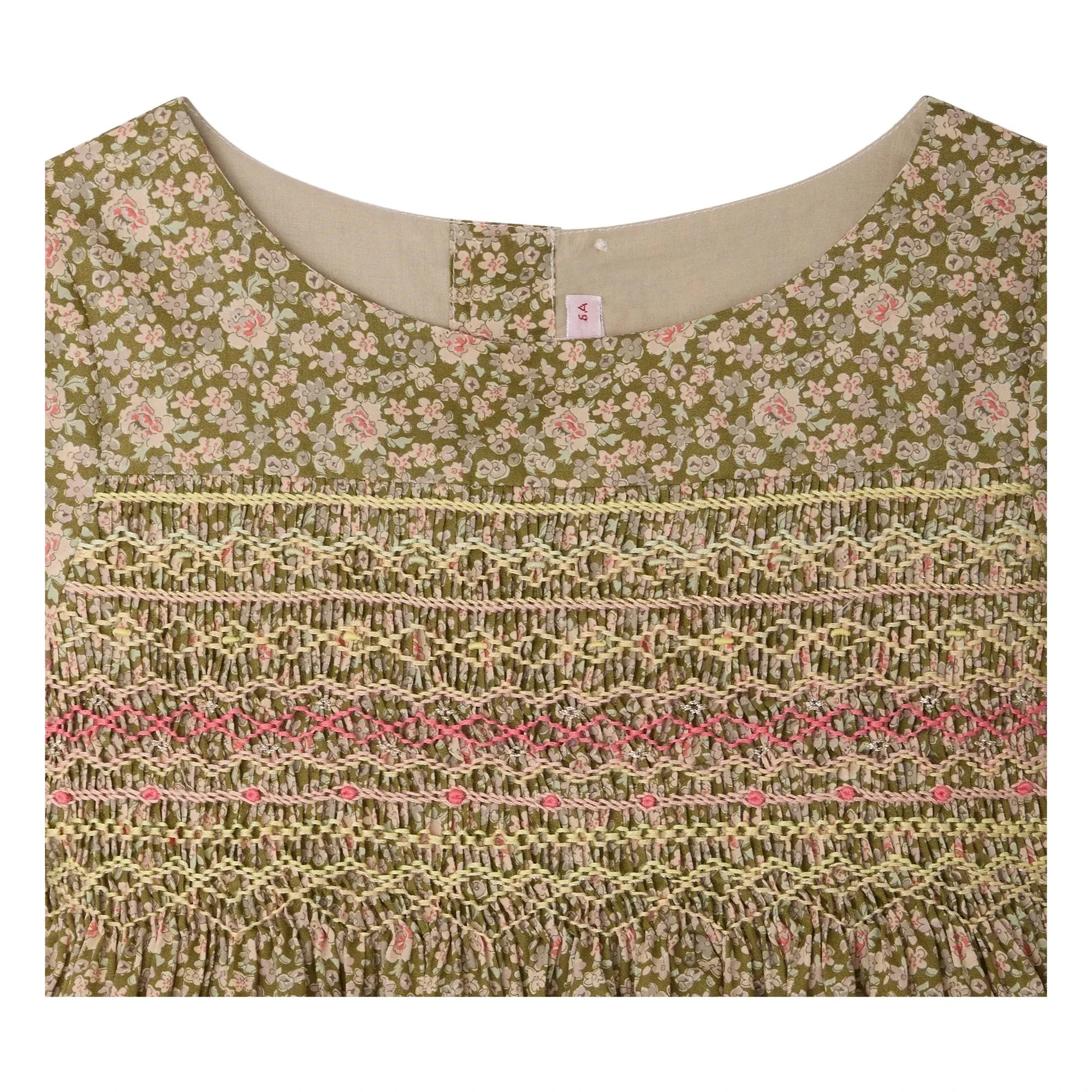 Bonpoint - Vestido de algodón orgánico con estampado Liberty Duchesse | Verde