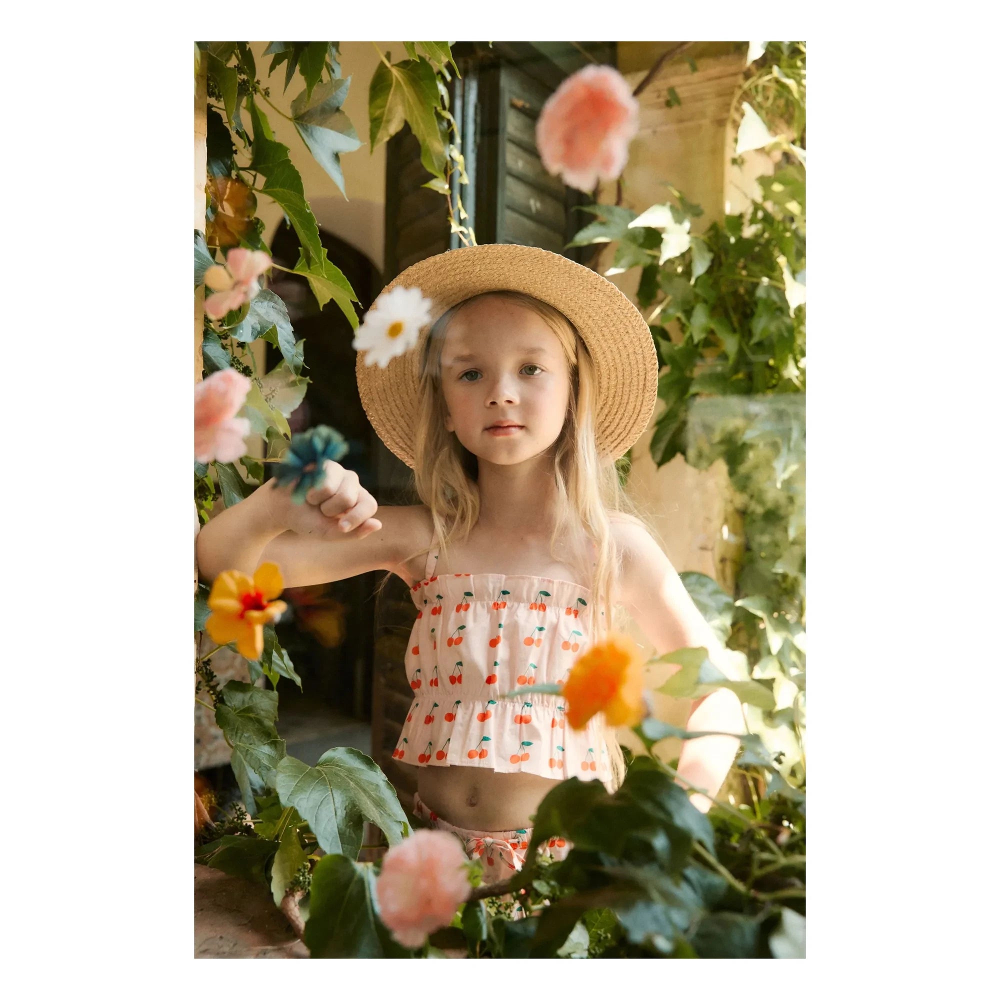 Tinycottons - Top fruncido cerezas | Rosa claro