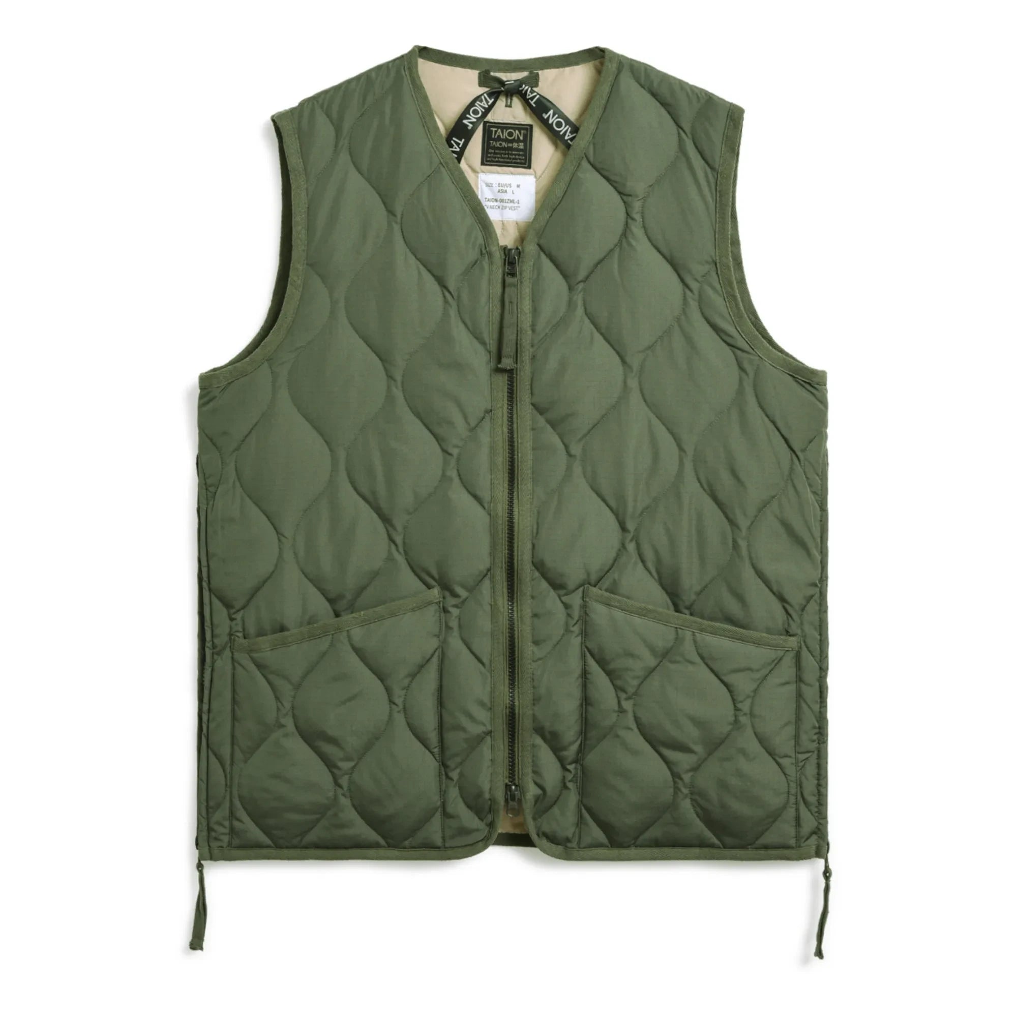Taion - Chaleco unisex militar sin mangas con cremallera | Verde oliva