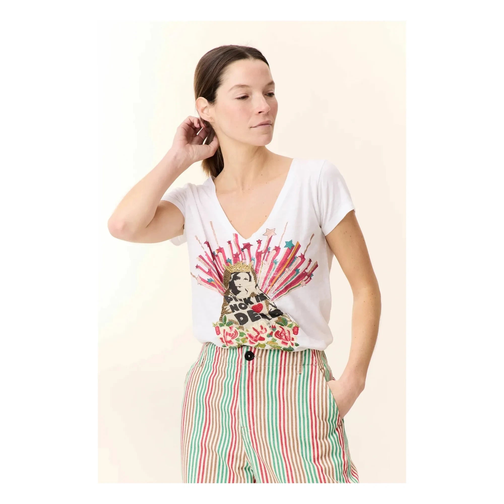 Leon & Harper - Camiseta de algodón orgánico Tonton Madone | Blanca