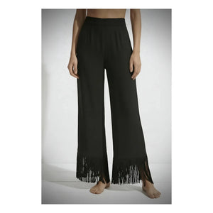 Vanessa Sposi - Pantalones con borlas de lino | Negro
