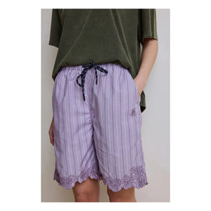 Hod - Pantalón corto a rayas de algodón Domitille | Lila