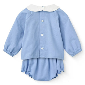 Copenhagen Colors - Conjunto de blusa con bolsillo y pelele de algodón orgánico | Azul claro
