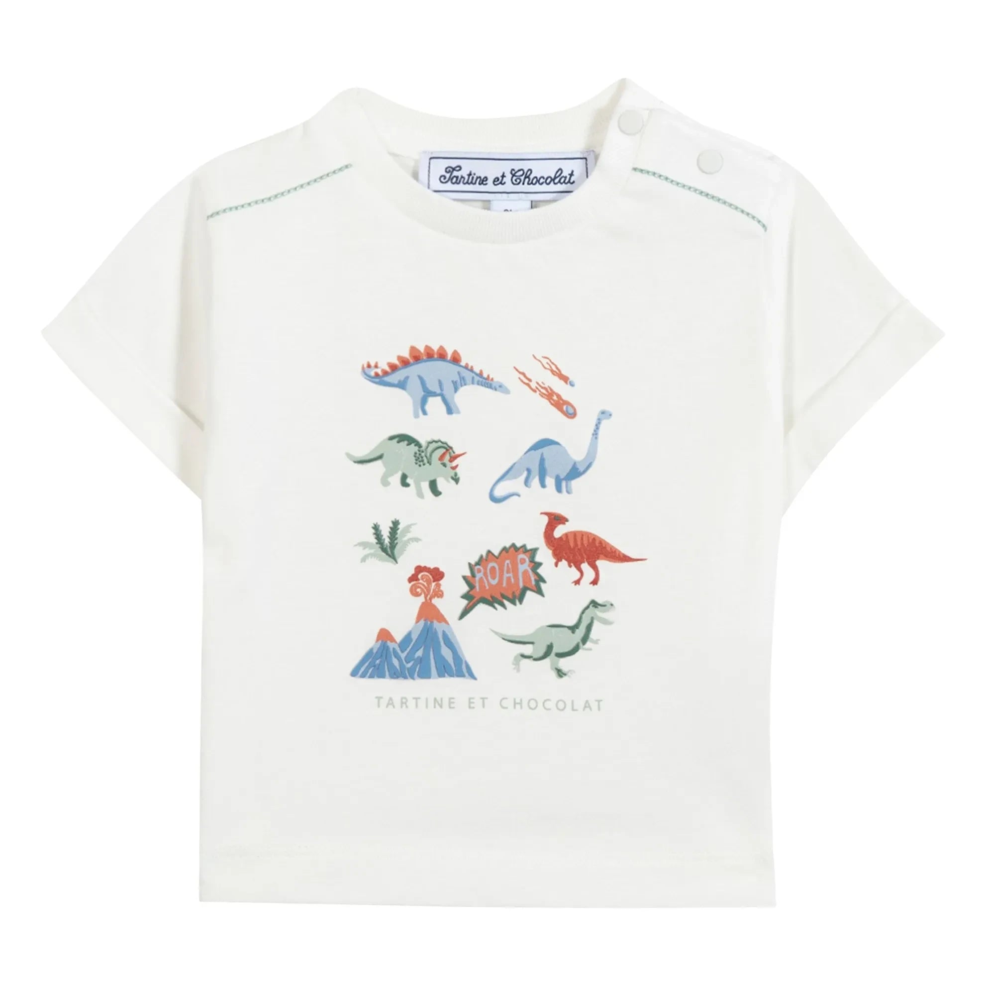 Tartine et Chocolat - Camiseta Estampado Dinosaurio | Crudo