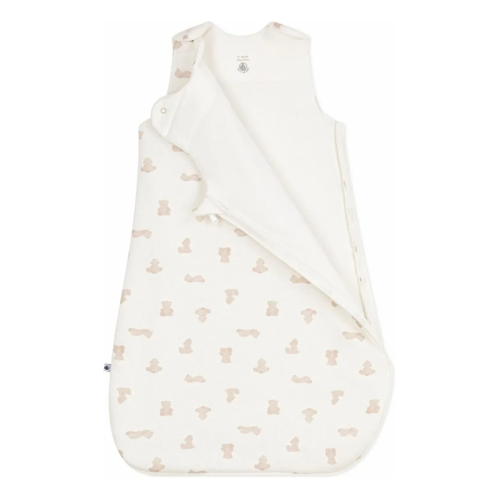 Petit Bateau - Saco de dormir con osito de algodón orgánico | Blanco