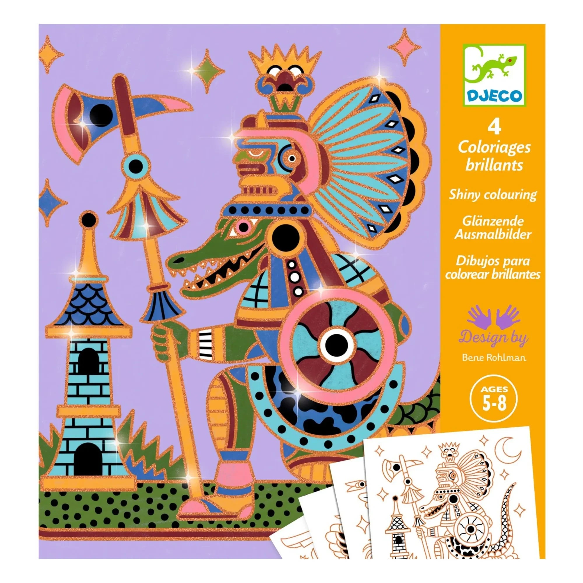 Djeco - Hojas para colorear de Guerreros Animales