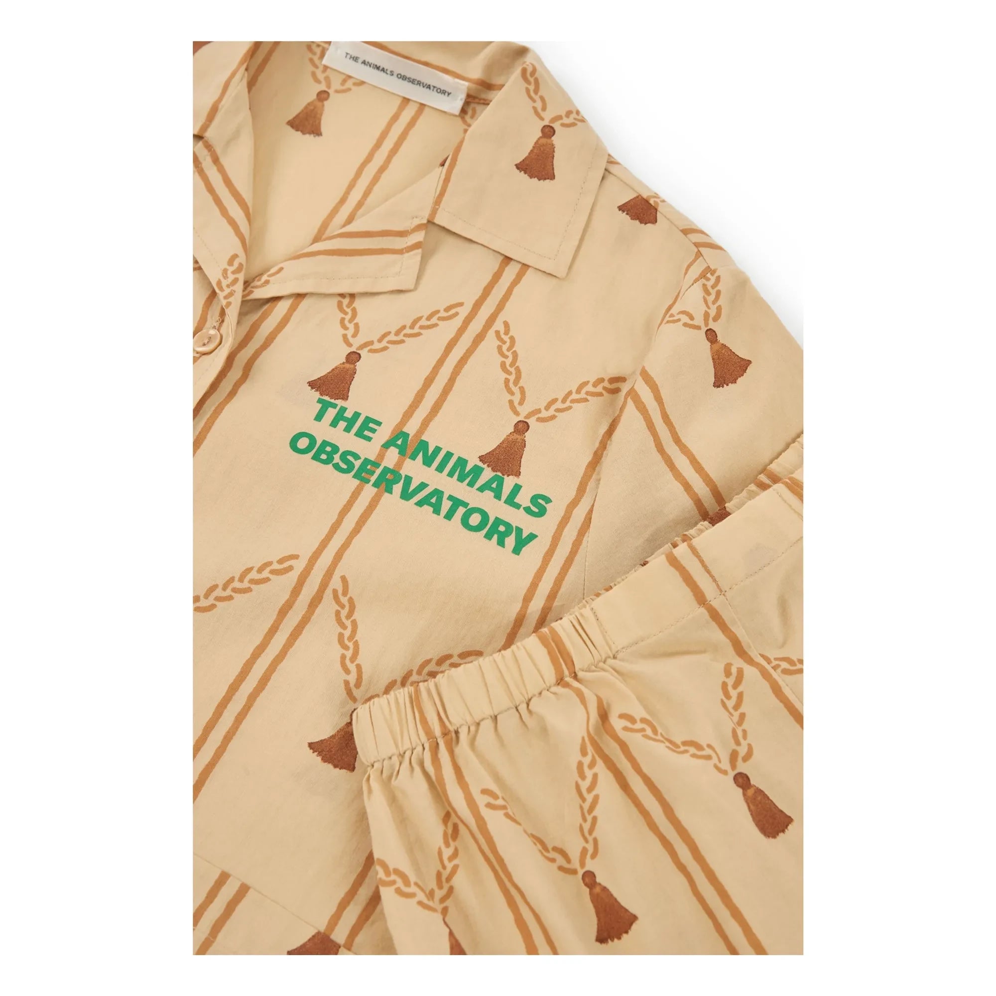 The Animals Observatory - Conjunto de camisa y pantalón corto Magpie de algodón orgánico | Amarillo pálido
