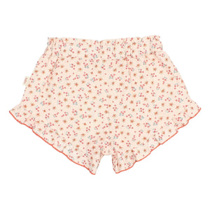 Búho - Pantalón corto de flores a cuadros | Melocotón