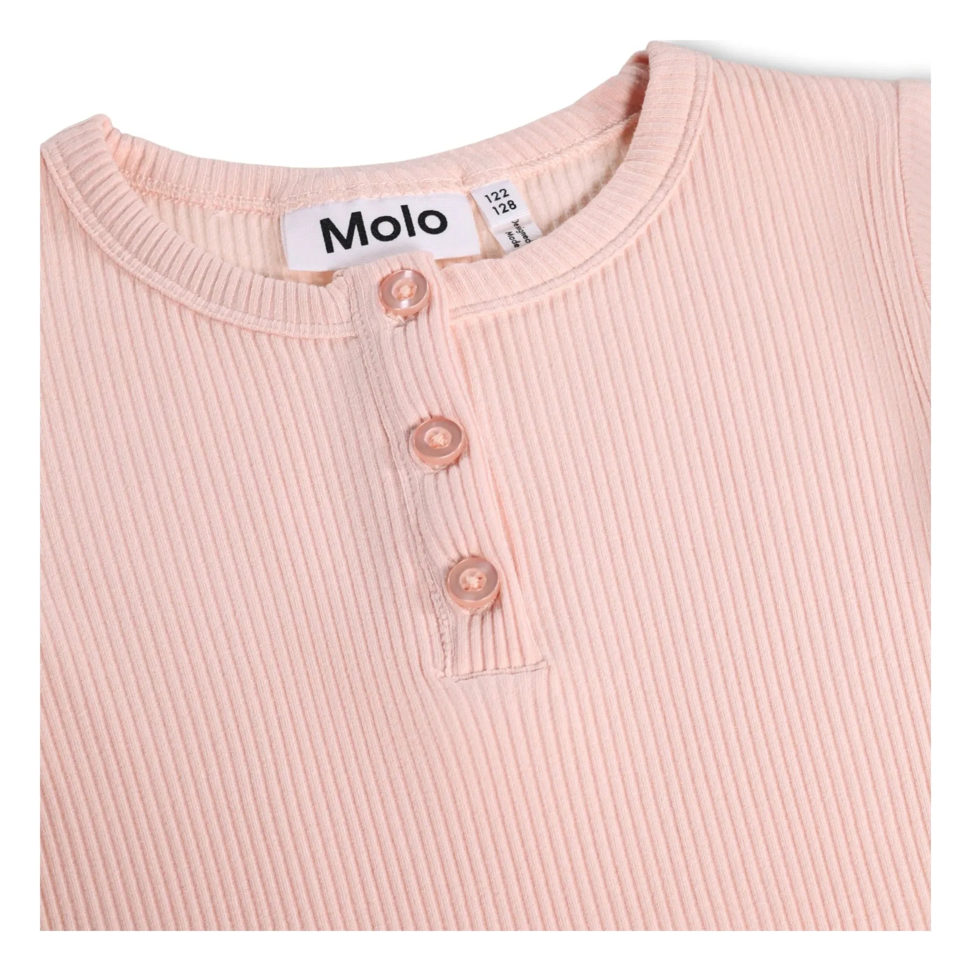 Molo - Camiseta de canalé con botones Rosey | Rosa claro