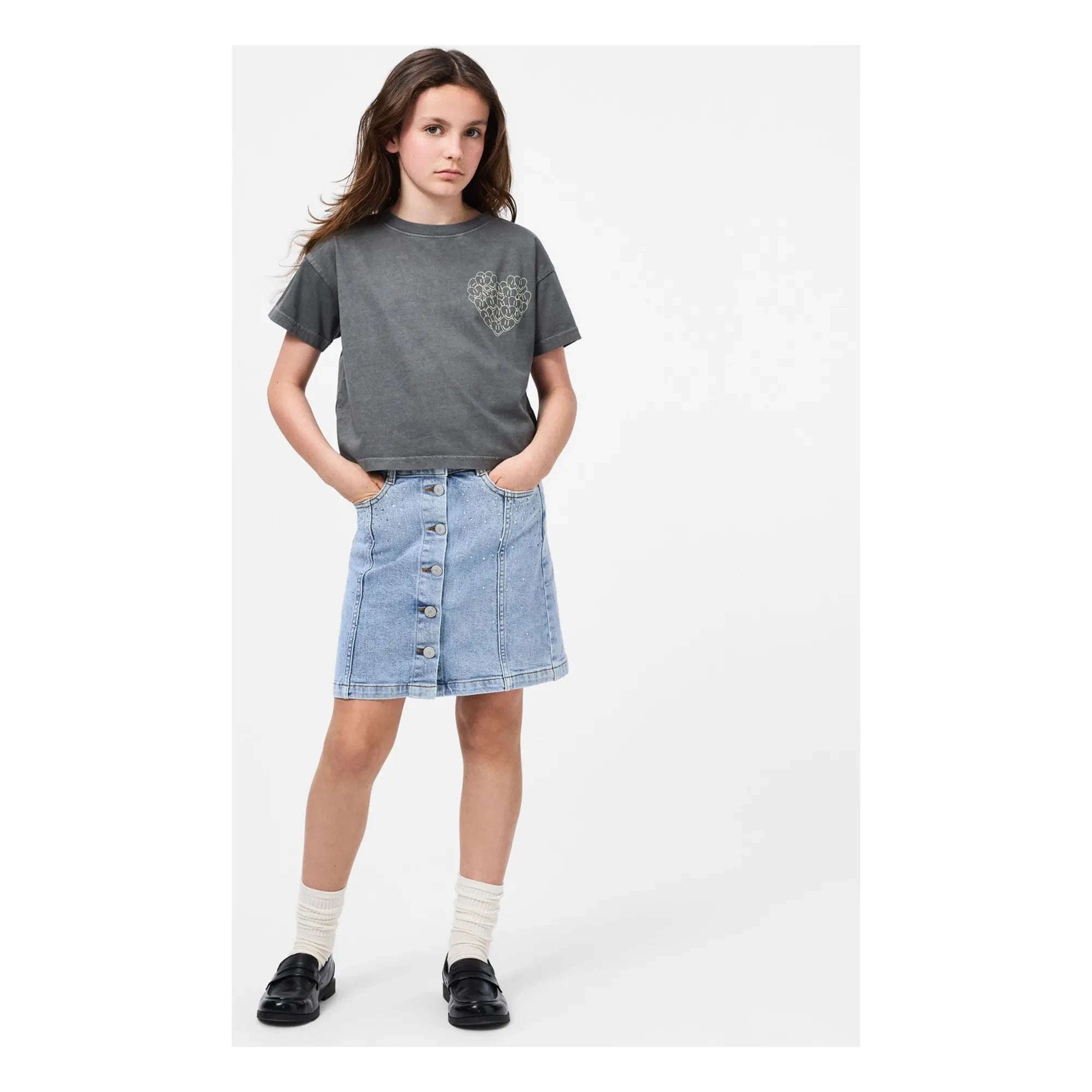 Molo - Camiseta de algodón orgánico Runi Love | Gris oscuro