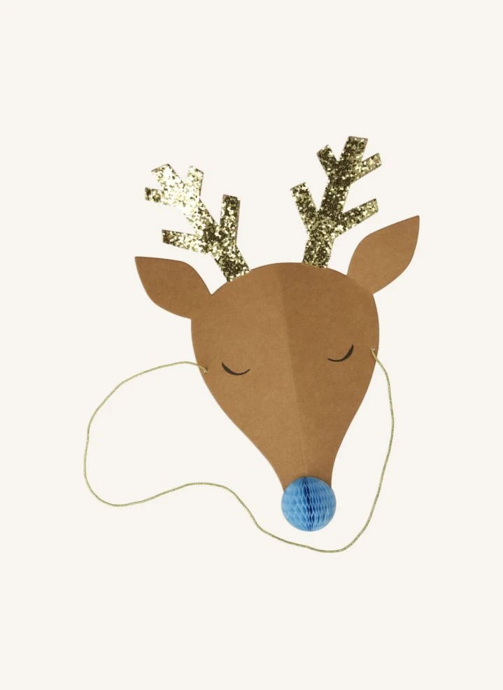 Meri Meri - Sombreros de Navidad con Ciervo Alegre - Pack de 6