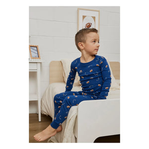 Petit Lem - Pijama de fútbol de algodón orgánico | Azul marino