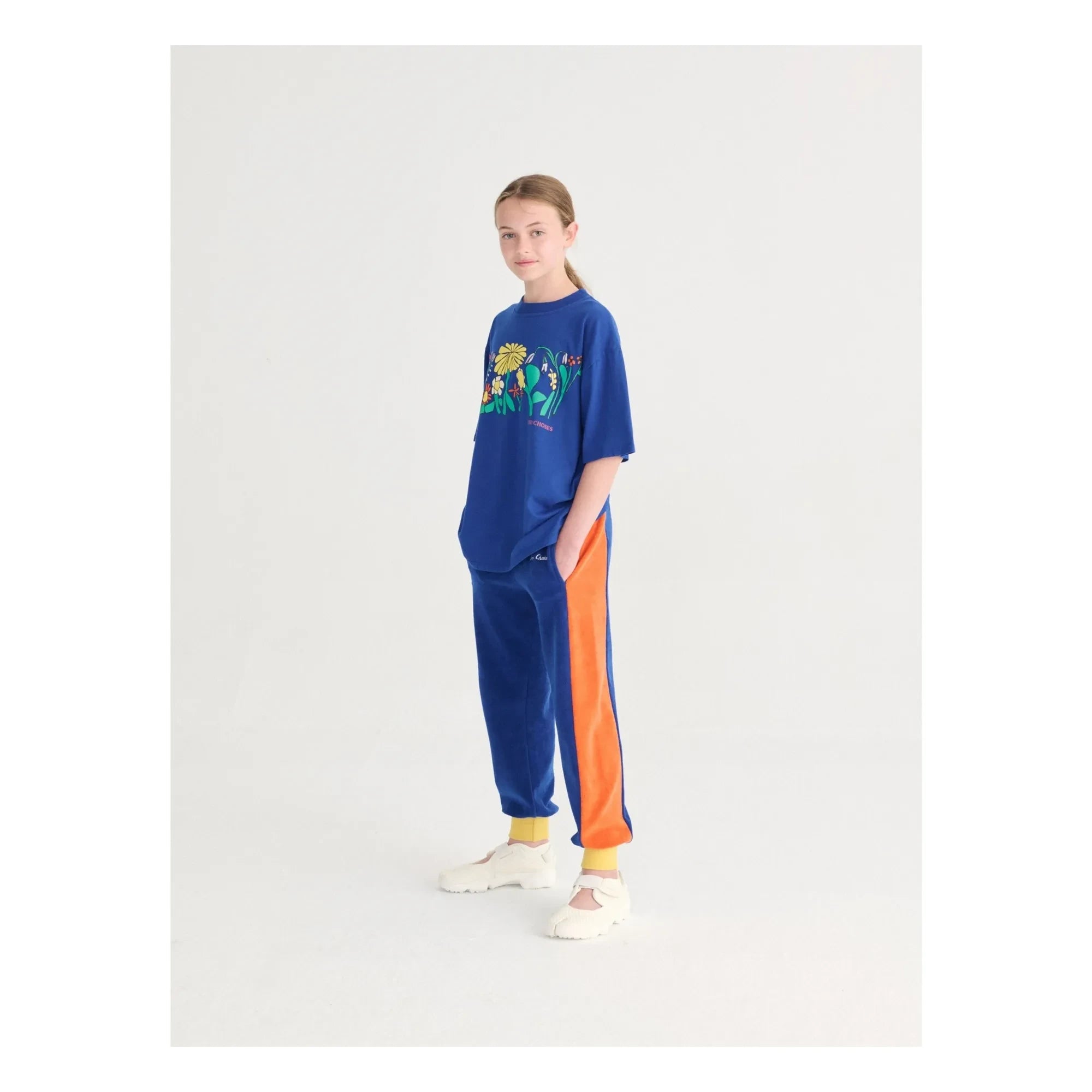 Bobo Choses - Pantalón de chándal de rizo de algodón orgánico con bloques de color | Azul real