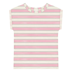 Studio Bohème - Bama Camiseta de Algodón Orgánico de Doble Raya | Rosa