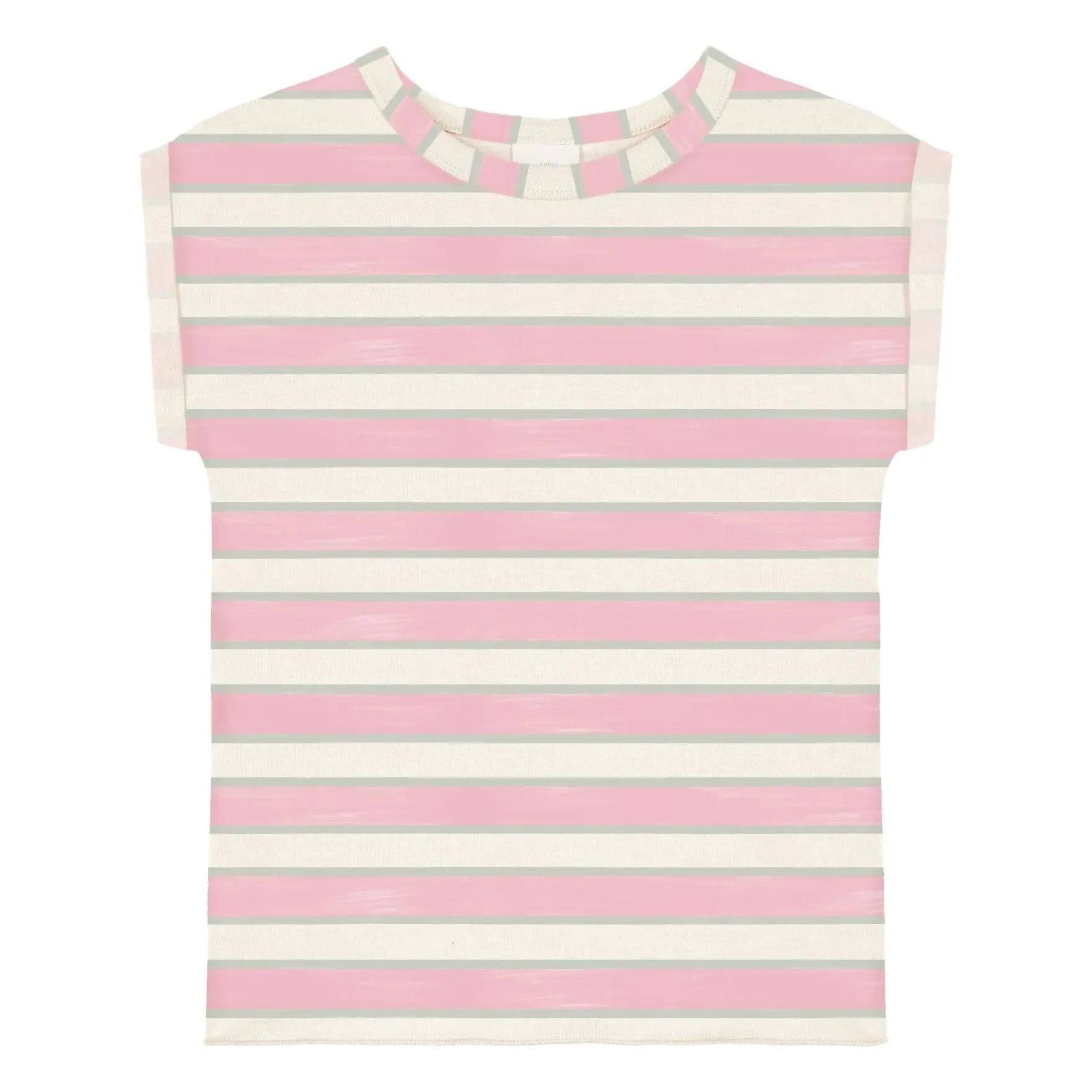 Studio Bohème - Bama Camiseta de Algodón Orgánico de Doble Raya | Rosa