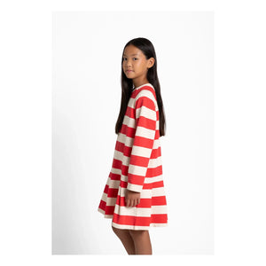 Smallable Kid - Vestido camiseta a rayas Azalea | Rojo