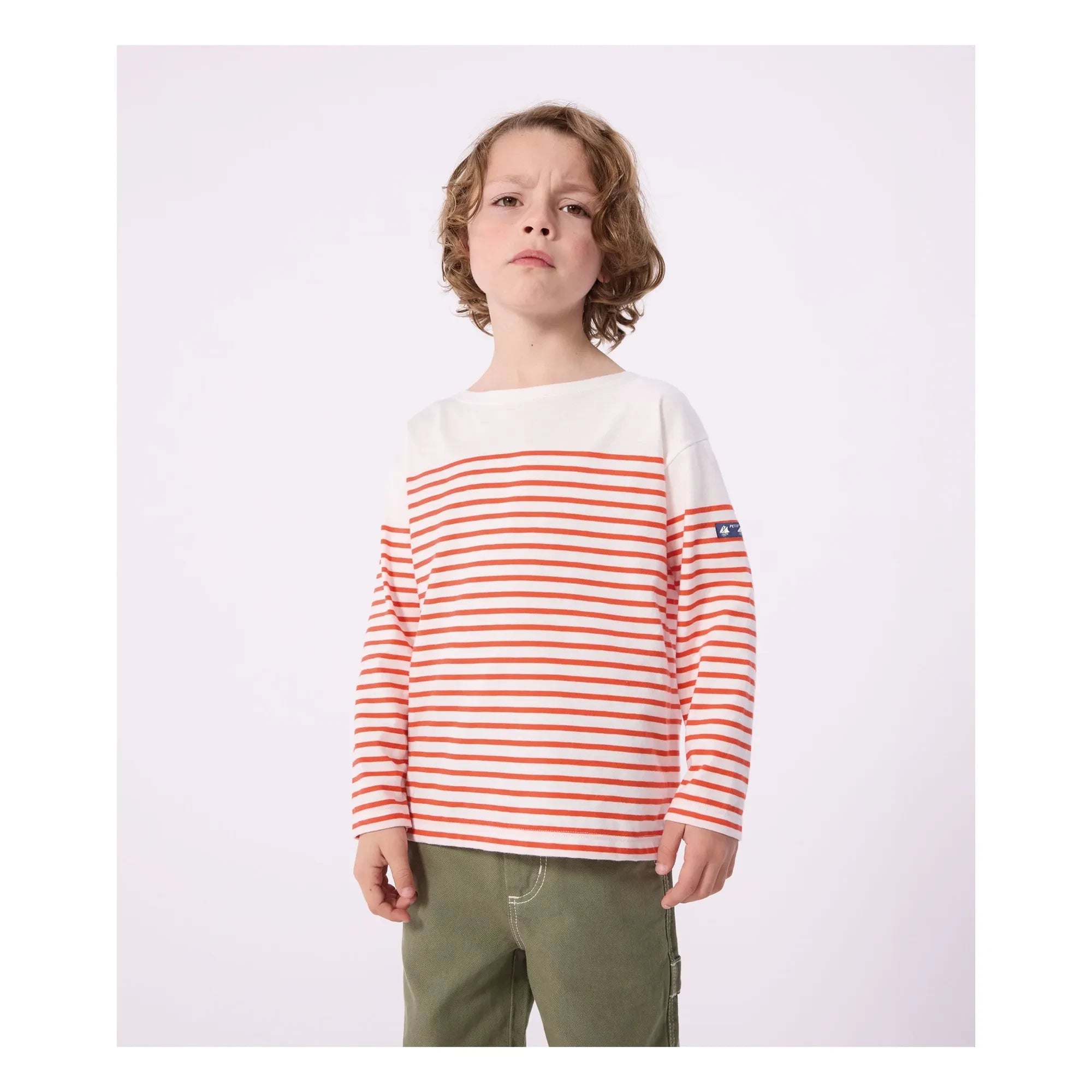 Petit Bateau - Camiseta Marinière Ligera | Naranja
