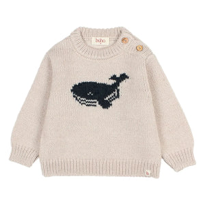 Búho - Jersey de ballena bebé | Beige