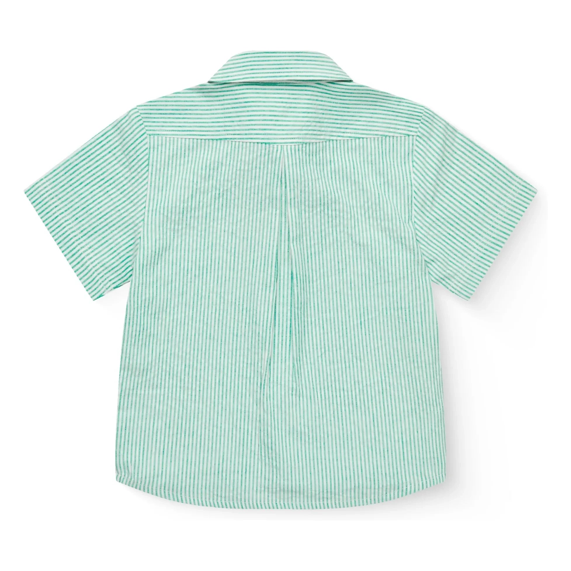Copenhagen Colors - Camisa de manga corta a rayas de algodón orgánico seersucker | Turquesa