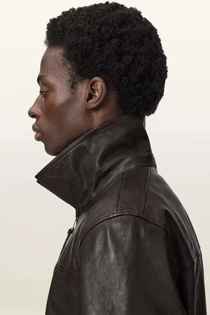 AllSaints Chaqueta de cuero para hombre TUNE