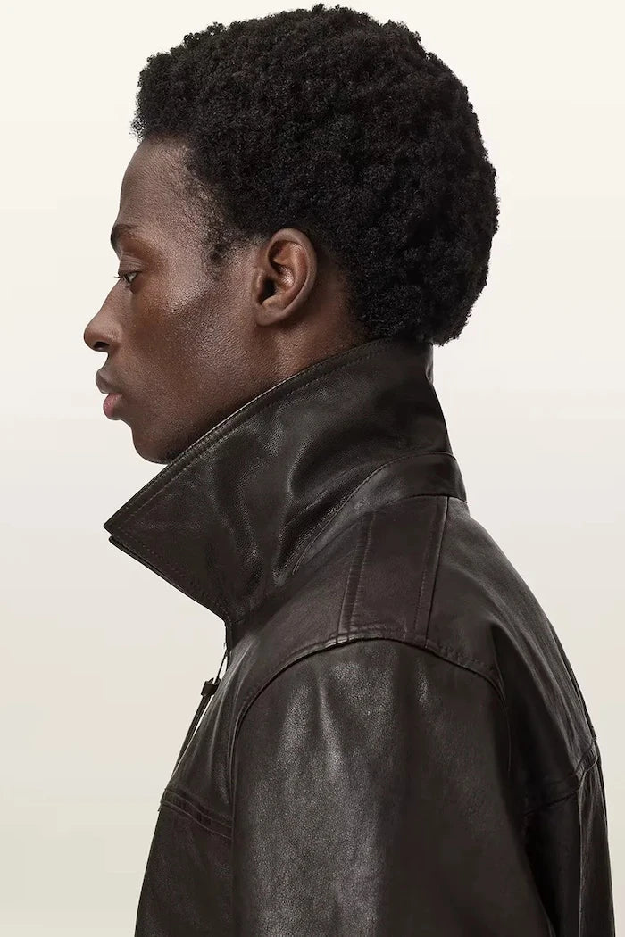 AllSaints Chaqueta de cuero para hombre TUNE