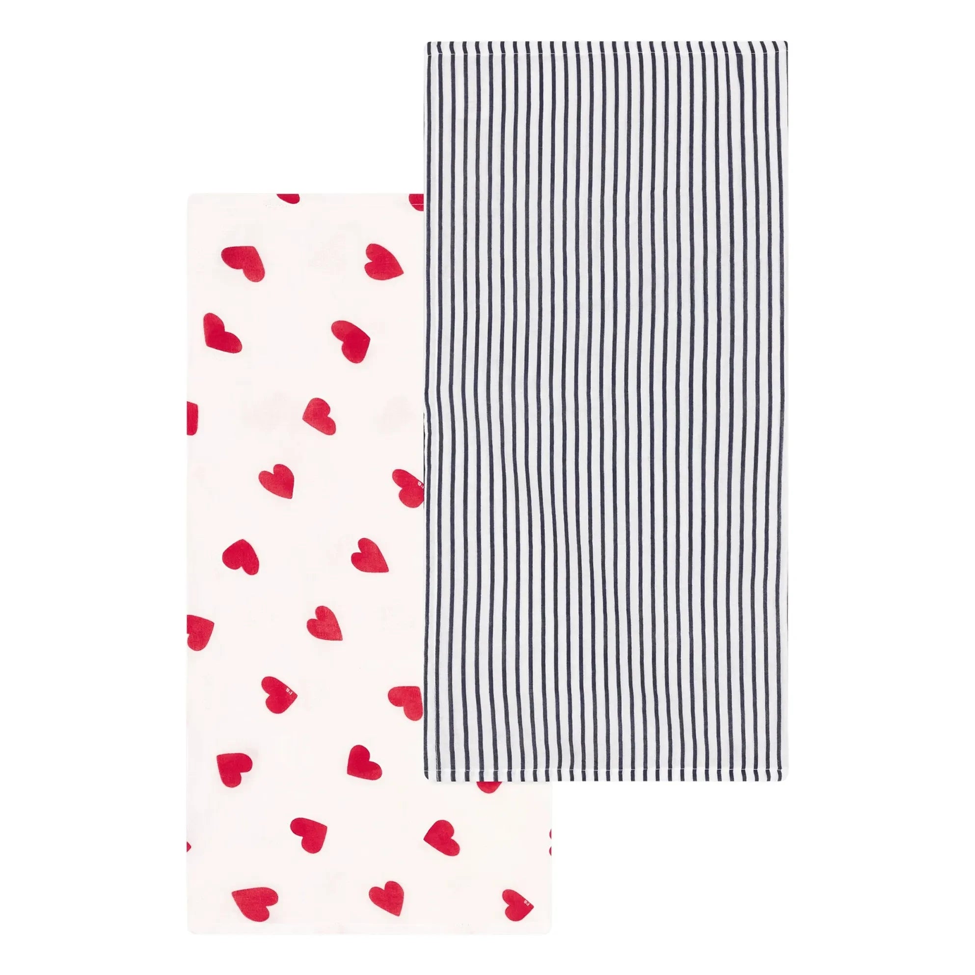 Petit Bateau - Cambiador de pañales estampado con corazones, lote 2 | Blanco