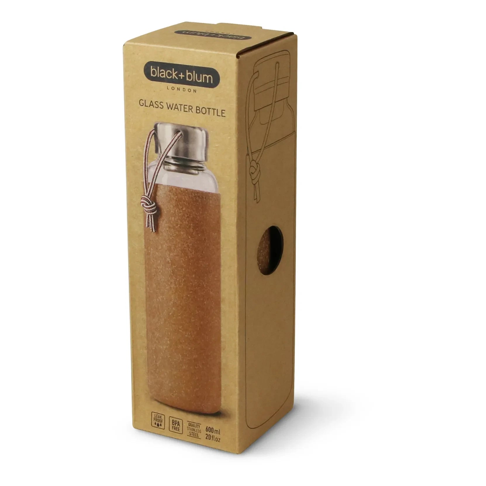 Black + Blum - Borosilikat Cam Su Şişesi - 600 ml | Bej