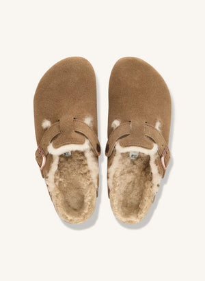 BIRKENSTOCK - Zapatillas de Suede de Piel de Cordero Boston | Marrón topo