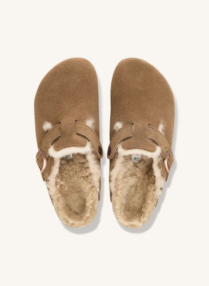 BIRKENSTOCK - Zapatillas de Suede de Piel de Cordero Boston | Marrón topo