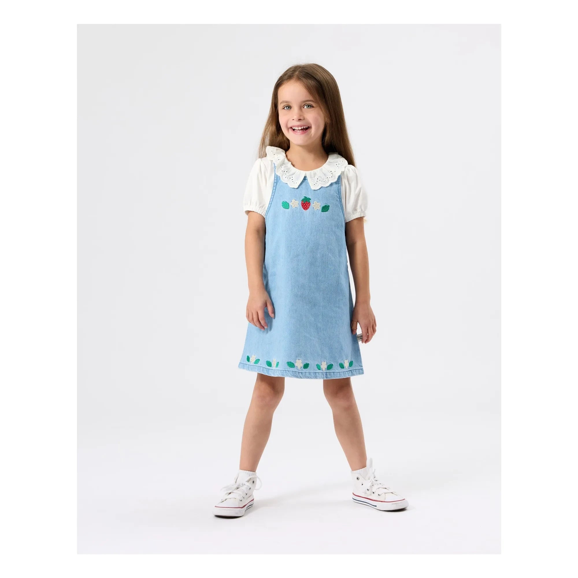 Goldie + Ace - Camiseta con cuello con volantes | Blanco