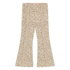 Tinycottons - Pantalón Acampanado de Canalé de Leopardo de Algodón Orgánico | Beige
