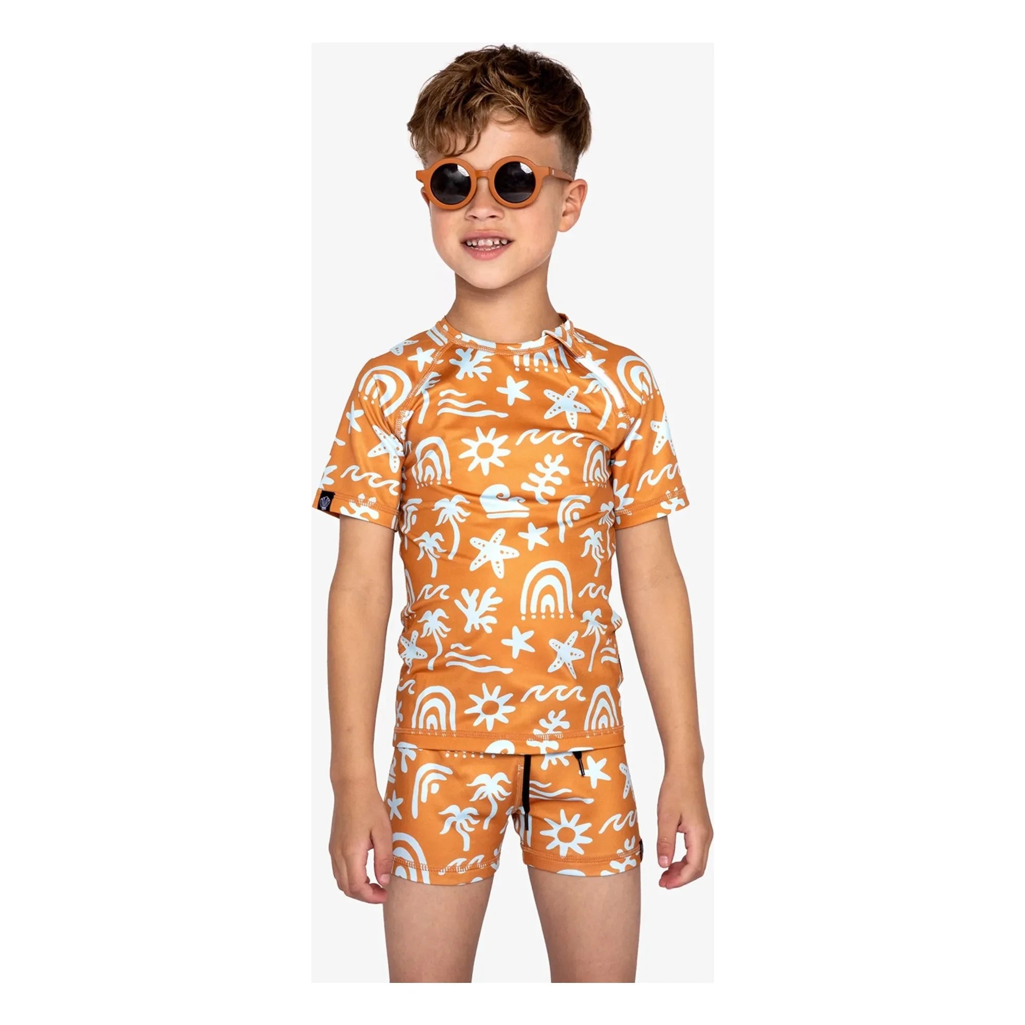 Beach & Bandits - Camiseta de protección UV Tropical Breeze Fibras recicladas | Naranja
