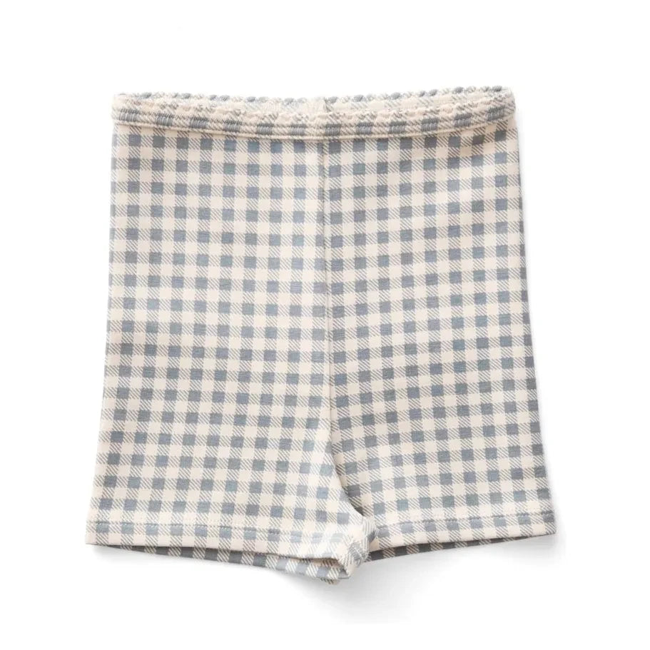 Soor Ploom - Shorts de vichy de algodón orgánico | Azul hielo