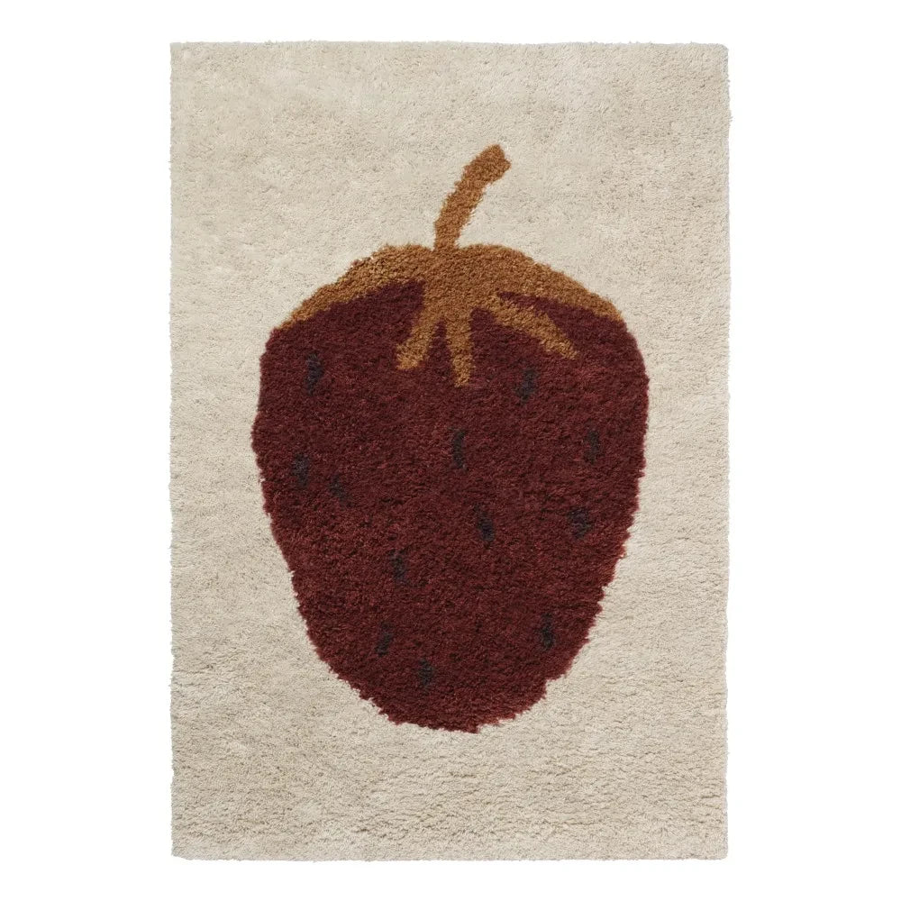 Ferm Living Kids - Alfombra de Lana con Fresa Fruiticana