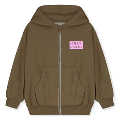 Gray Label - Sudadera con Cremallera Algodón Orgánico Gris Etiqueta | Marrón