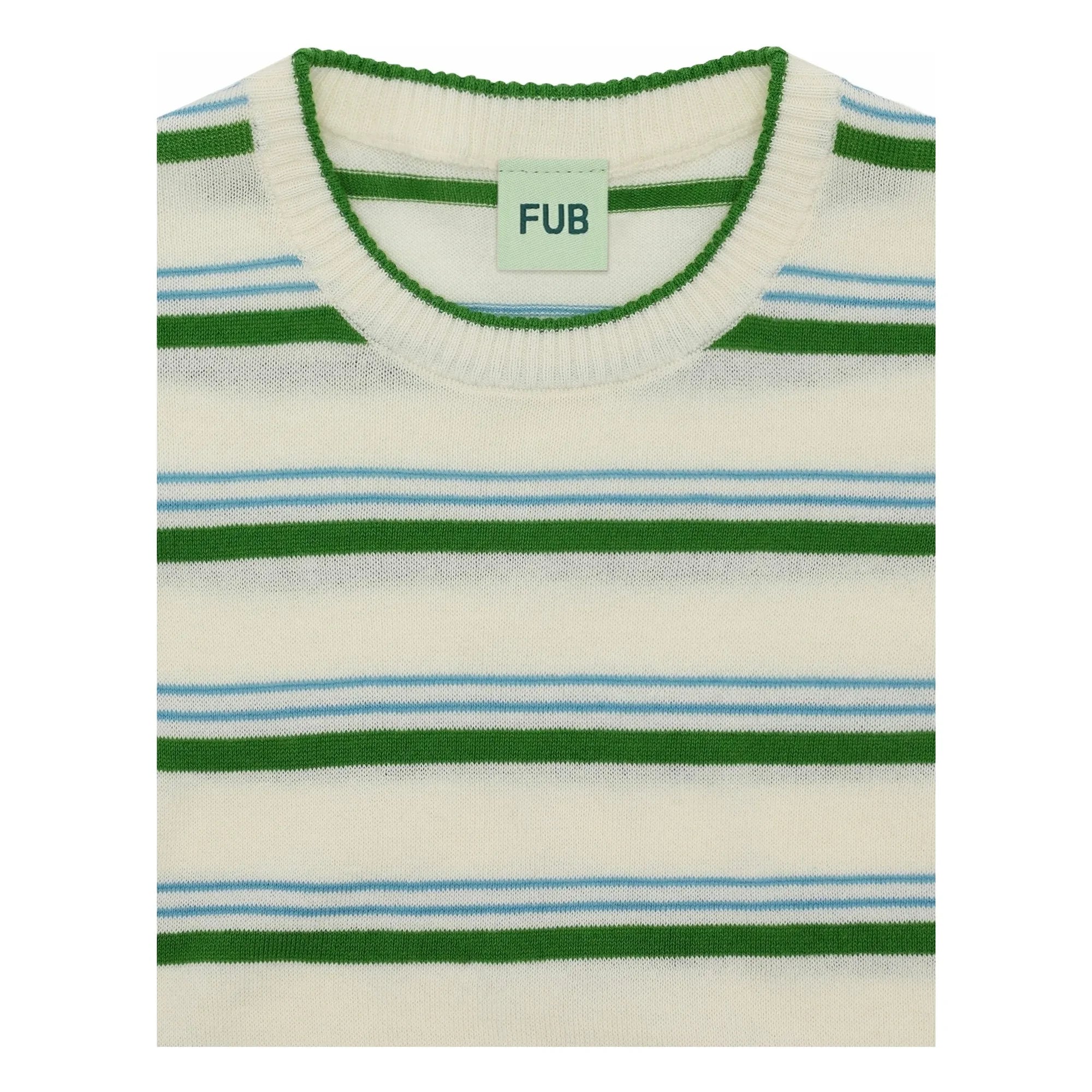 FUB - Camiseta de rayas de malla extrafina de algodón orgánico | Verde