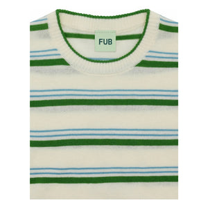 FUB - Camiseta de rayas de malla extrafina de algodón orgánico | Verde